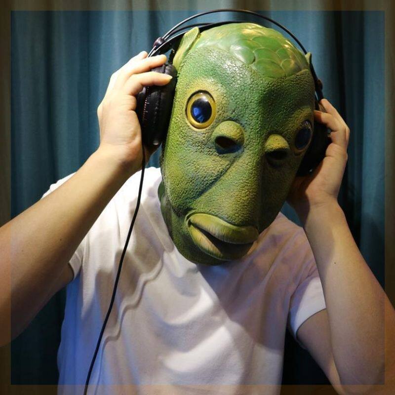 直播怪网表演鱼头乳胶道具鱼人绿鱼人头套可爱绿色整蛊鱼网拔河热销